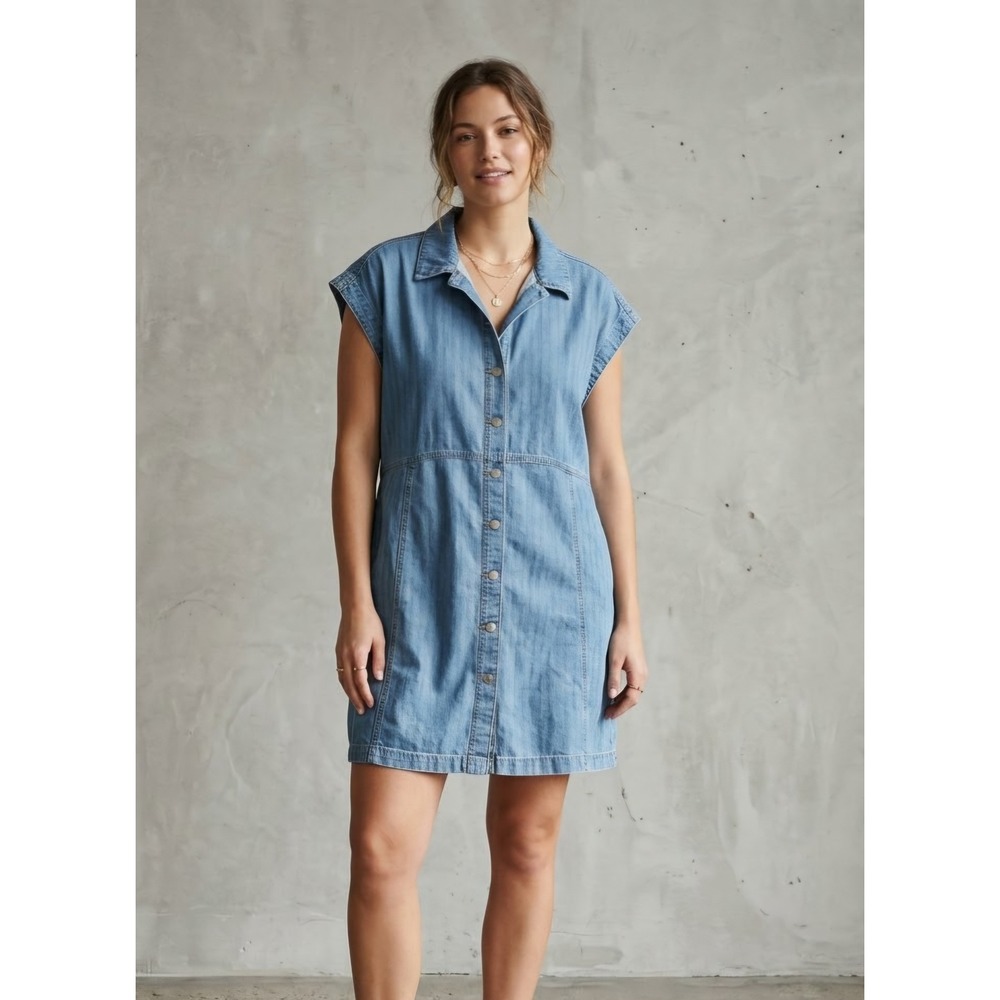 Universal Thread Denim Button Down Short Sleeve Shirt Dress XXL
